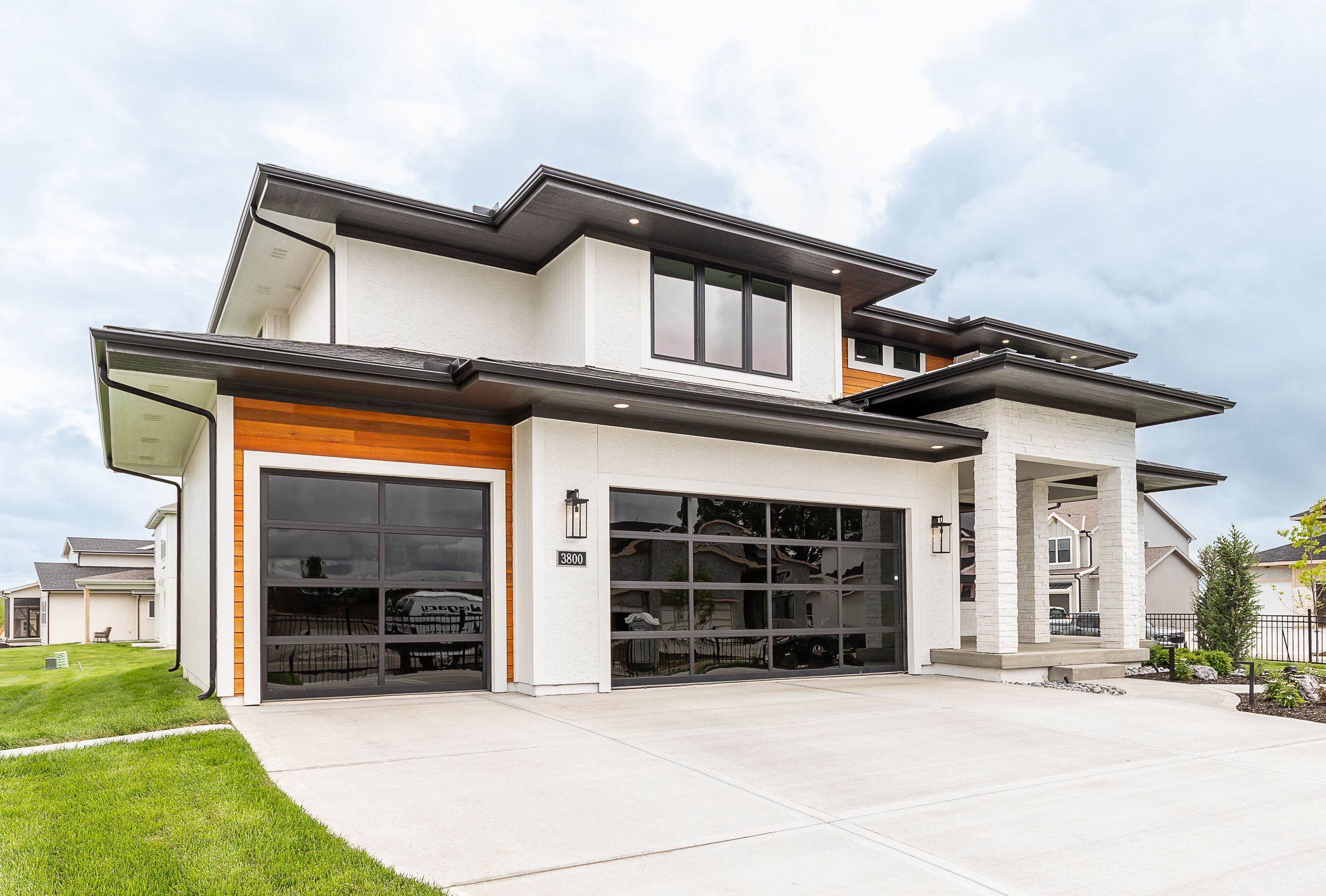 Contemporary model home exterior photographed for Gabriel Homes